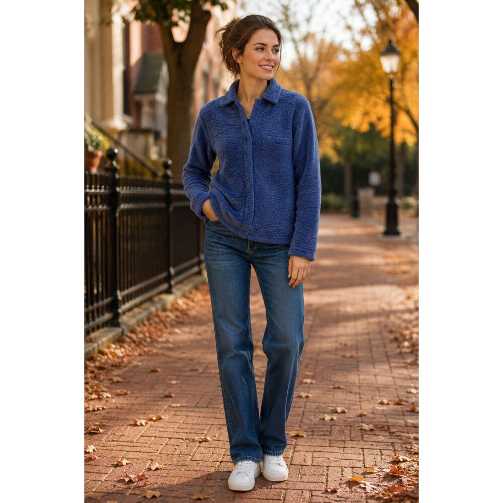 Tsunami Blue Mohair Blend Fleece  Zip Up Jacket S